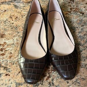 J. Crew Women's Brown Croc-Embossed Flats Size 7.5